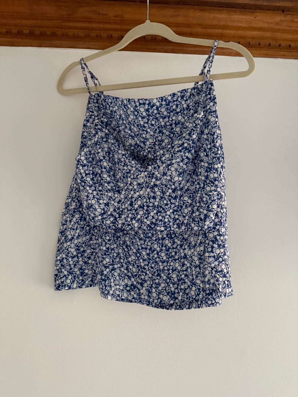 Zara Blue and White Floral Mini Skirt Top Set